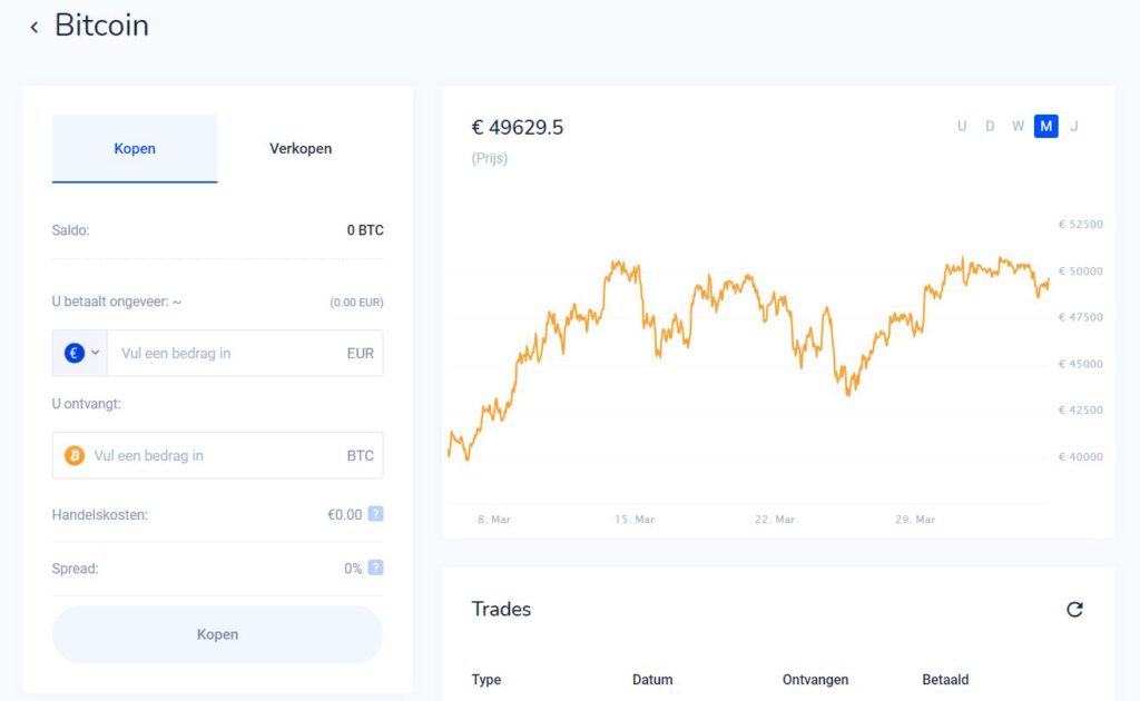 Bitcoin aankoopscherm Bitvavo