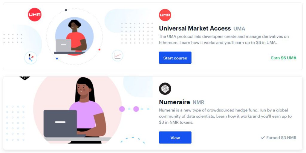 Coinbase Earn - UMA en NMR