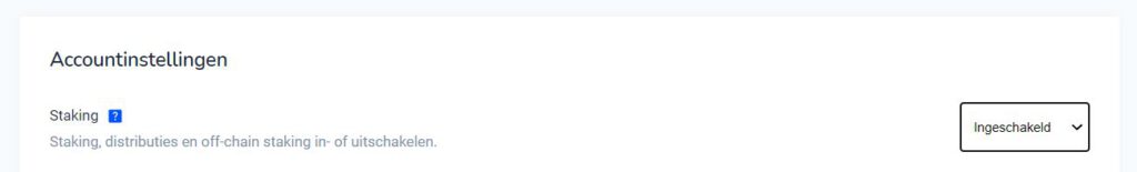 accountinstellingen Bitvavo, staking inschakelen